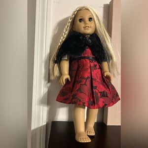 Holiday Dress and Faux Fur Cape for Doll